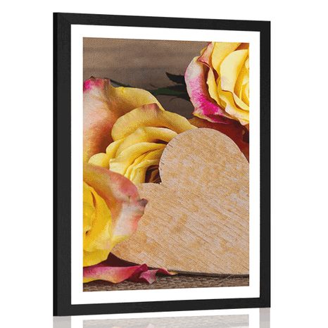 POSTER WITH MOUNT VALENTINE'S YELLOW ROSES - VINTAGE AND RETRO - POSTERS