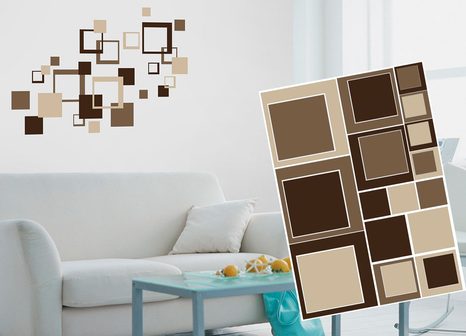 DECORATIVE WALL STICKERS BROWN SQUARES - STICKERS