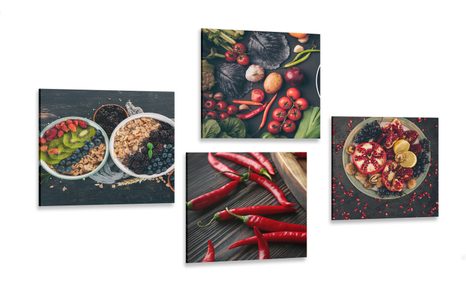 CANVAS PRINT SET DELICIOUS SNACKS - SET OF PICTURES - PICTURES