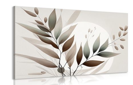 CANVAS PRINT MINIMALIST LEAVES IN BOHO DESIGN - PICTURES OF TREES AND LEAVES - PICTURES