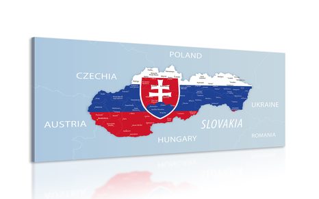 OBRAZ MAPA SLOVENSKA SE STÁTNÍM ZNAKEM A OKOLNÍMI STÁTY - OBRAZY MAPY - OBRAZY