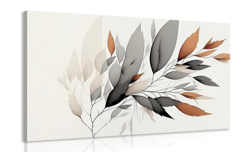CANVAS PRINT MINIMALISTIC SPRIG OF LEAVES - PICTURES OF TREES AND LEAVES - PICTURES