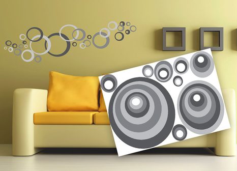 DECORATIVE WALL STICKERS GRAY CIRCLES - STICKERS