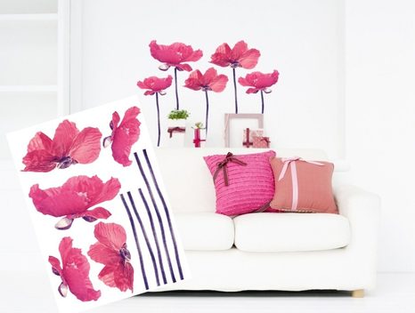 DECORATIVE WALL STICKERS POPPIES WITH RETRO TOUCH - STICKERS