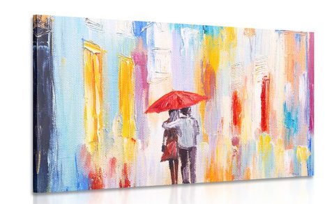CANVAS PRINT WALK IN THE RAIN - PICTURES LOVE - PICTURES