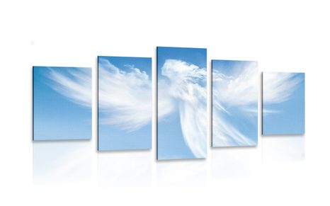 5-PIECE CANVAS PRINT IMAGE OF AN ANGEL IN THE CLOUDS - PICTURES OF ANGELS - PICTURES
