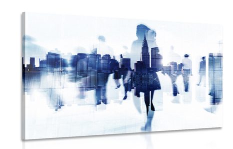 CANVAS PRINT SILHOUETTES OF PEOPLE IN A BIG CITY - PICTURES OF PEOPLE - PICTURES