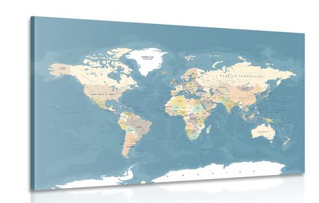 CANVAS PRINT WORLD MAP IN A STYLISH DESIGN - PICTURES OF MAPS - PICTURES