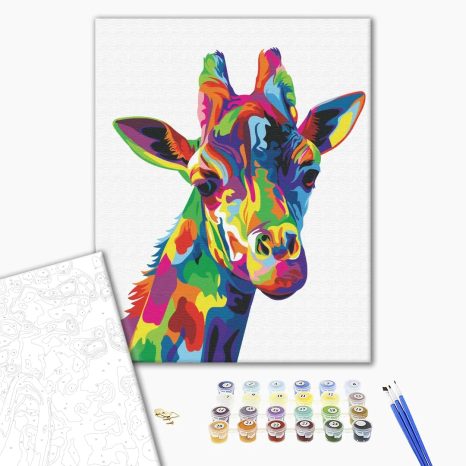 PAINT BY NUMBERS RAINBOW GIRAFFE - ANIMALS - PAINTING BY NUMBERS