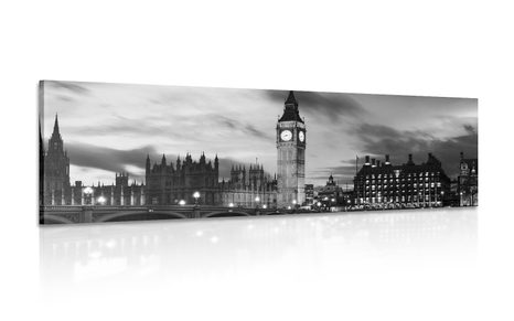 CANVAS PRINT LONDON BIG BEN IN BLACK AND WHITE - BLACK AND WHITE PICTURES - PICTURES