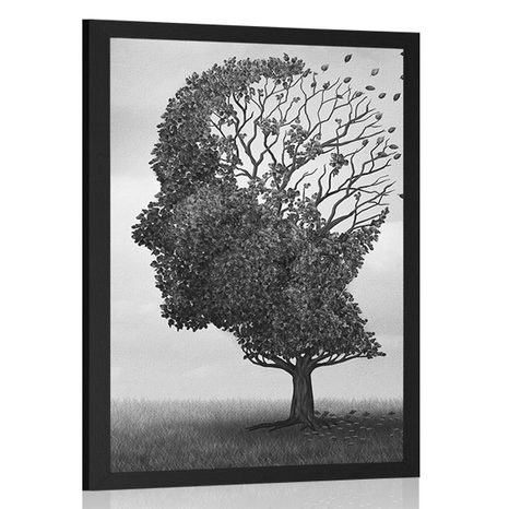 POSTER TREE IN THE FORM OF A FACE - BLACK AND WHITE - POSTERS