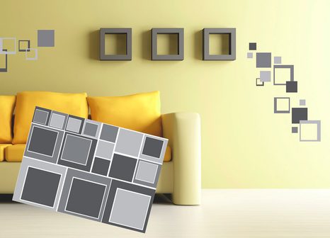 DECORATIVE WALL STICKERS GRAY SQUARES - STICKERS