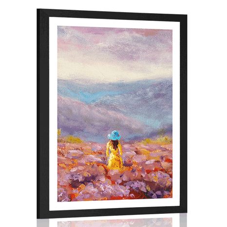 POSTER WITH MOUNT GIRL IN A YELLOW DRESS - ABSTRACT AND PATTERNED - POSTERS