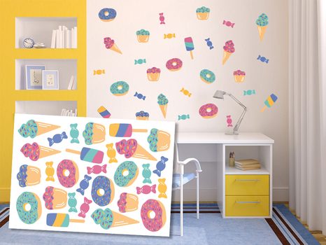 DECORATIVE WALL STICKERS SWEET GOODIES - FOR CHILDREN - STICKERS