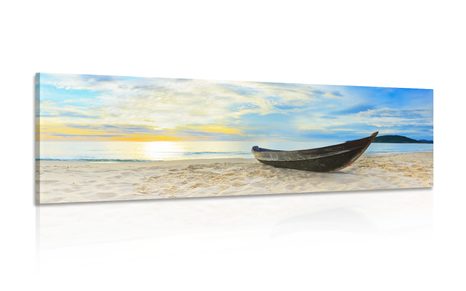 CANVAS PRINT PANORAMA OF A BEAUTIFUL BEACH - PICTURES OF NATURE AND LANDSCAPE - PICTURES