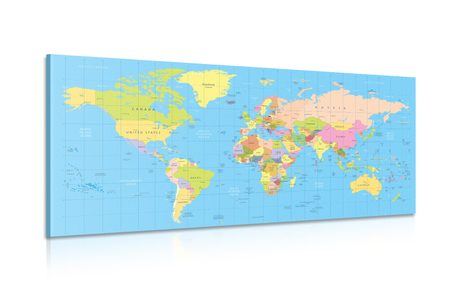 CANVAS PRINT MAP ON A BLUE BACKGROUND - PICTURES OF MAPS - PICTURES