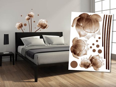 DECORATIVE WALL STICKERS BROWN ROSES - STICKERS