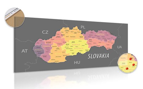 OBRAZ NA KORKU PASTELOVÁ MAPA SLOVENSKA - OBRAZY NA KORKU - OBRAZY