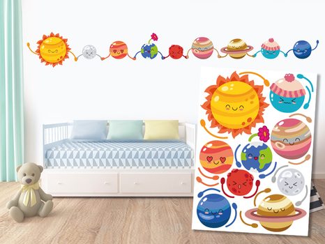 DECORATIVE WALL STICKERS MERRY PLANETS - FOR CHILDREN - STICKERS
