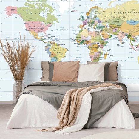 SELF ADHESIVE WALLPAPER CLASSIC MAP WITH A BORDER - SELF-ADHESIVE WALLPAPERS - WALLPAPERS