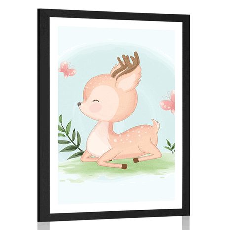 POSTER WITH MOUNT CUTE DEER - ANIMALS - POSTERS