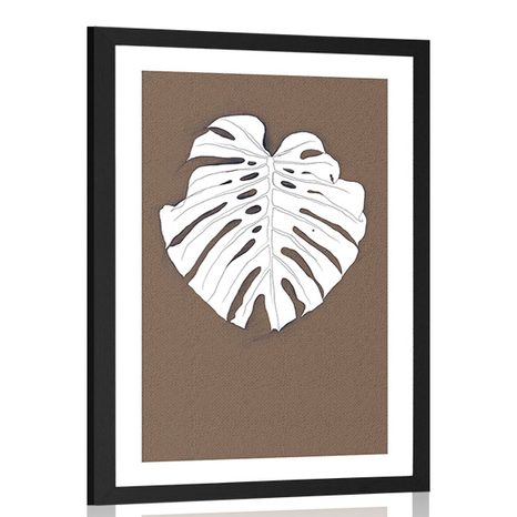 POSTER WITH MOUNT LEAF ON A BROWN BACKGROUND - MOTIFS FROM OUR WORKSHOP - POSTERS