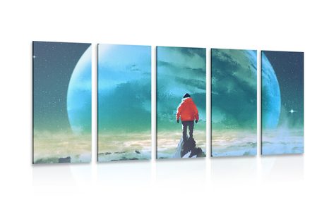 5-PIECE CANVAS PRINT MAN ON TOP OF A MOUNTAIN - PICTURES OF PEOPLE - PICTURES