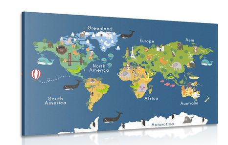 CANVAS PRINT WORLD MAP FOR CHILDREN - CHILDRENS PICTURES - PICTURES