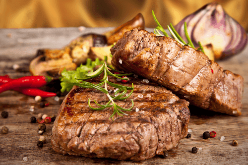 CANVAS PRINT GRILLED BEEF STEAK - PICTURES OF FOOD AND DRINKS - PICTURES