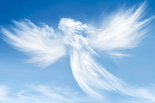 CANVAS PRINT IMAGE OF AN ANGEL IN THE CLOUDS - PICTURES OF ANGELS - PICTURES