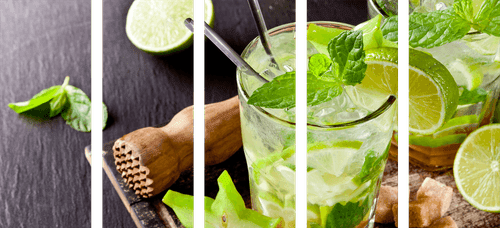 5-DÍLNÝ OBRAZ LAHODNÉ MOJITO - OBRAZY JÍDLA A NÁPOJE - OBRAZY