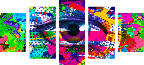 5-PIECE CANVAS PRINT HUMAN EYE IN POP-ART STYLE - POP ART PICTURES - PICTURES