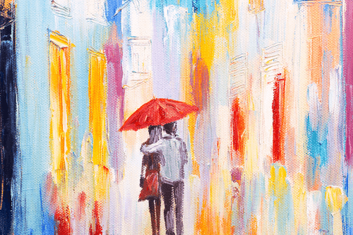 CANVAS PRINT WALK IN THE RAIN - PICTURES LOVE - PICTURES