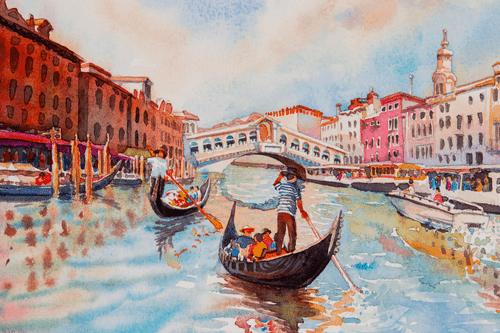 CANVAS PRINT VENETIAN GONDOLA - PICTURES OF CITIES - PICTURES