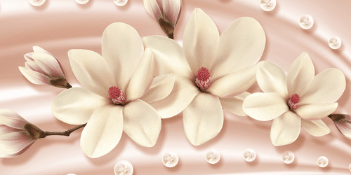 CANVAS PRINT LUXURIOUS MAGNOLIA WITH PEARLS - PICTURES FLOWERS - PICTURES