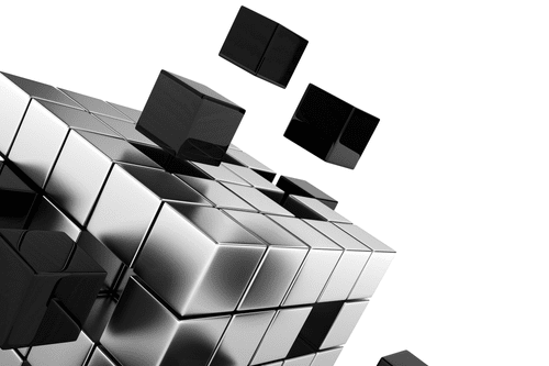 CANVAS PRINT STRATEGIC CUBE IN BLACK AND WHITE - BLACK AND WHITE PICTURES - PICTURES