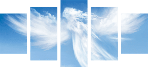 5-PIECE CANVAS PRINT IMAGE OF AN ANGEL IN THE CLOUDS - PICTURES OF ANGELS - PICTURES