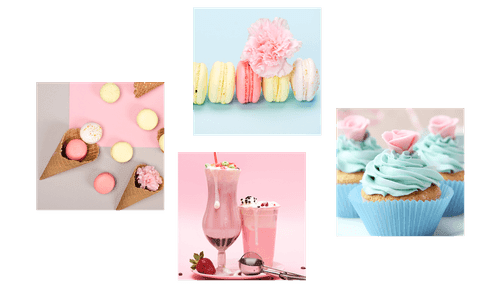 CANVAS PRINT SET SWEET TREAT WITH A DRINK - SET OF PICTURES - PICTURES