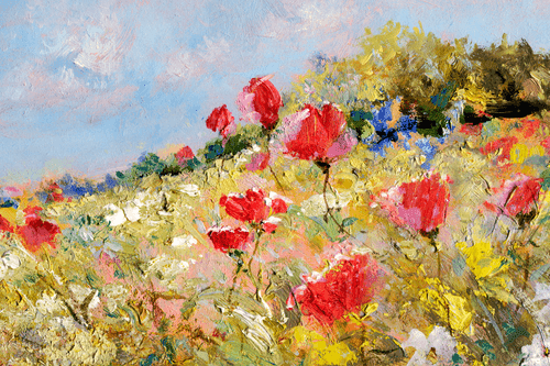 CANVAS PRINT PAINTED POPPIES IN A MEADOW - PICTURES FLOWERS - PICTURES