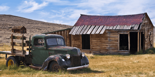 CANVAS PRINT CAR IN PICTURESQUE NATURE - VINTAGE AND RETRO PICTURES - PICTURES