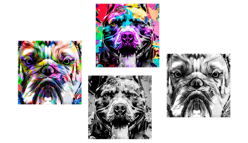 CANVAS PRINT SET DOGS IN POP ART DESIGN - SET OF PICTURES - PICTURES