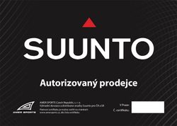 Certifikát Suunto prodejce hodinek Helveti s.r.o.