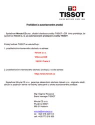Certifikát Tissot prodejce hodinek Helveti s.r.o.