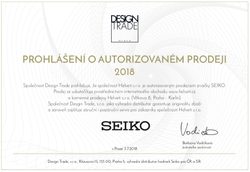 Certifikát Seiko prodejce hodinek Helveti s.r.o.