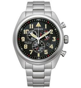 CITIZEN ECO-DRIVE MILITARY CHRONO SUPER TITANIUM AT2480-81E - SUPER TITANIUM - BRANDS