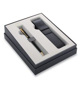 DÁRKOVÁ SADA KULIČKOVÉ PERO PARKER SONNET BLACK GT A KOŽENÉ POUZDRO 1502/5291497 - PENS SETS - ACCESSORIES