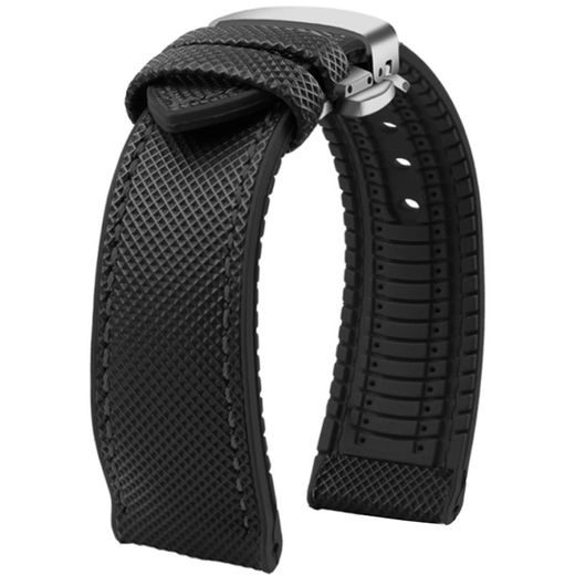 NYLON/RUBBER STRAP WITH SILVER BUTTERFLY BUCKLE - BLACK - STRAPS - ACCESSORIES