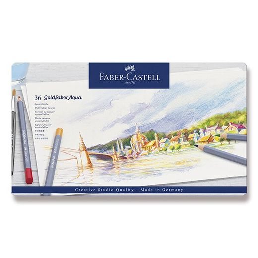 SADA AKVARELOVÉ PASTELKY FABER-CASTELL GOLDFABER AQUA V PLECHOVÉ KRABIČCE - 36 BAREV 0086/1146360 - PŘÍSLUŠENSTVÍ - OSTATNÍ