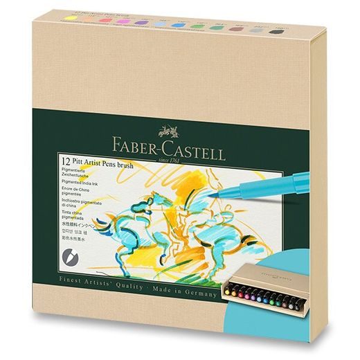 POPISOVAČ FABER-CASTELL PITT ARTIST PEN BRUSH 0074/1671900 - SADA 12KS - PŘÍSLUŠENSTVÍ - OSTATNÍ