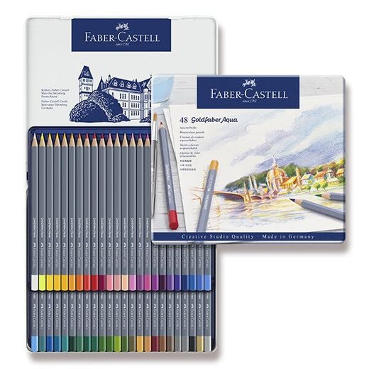 SADA AKVARELOVÉ PASTELKY FABER-CASTELL GOLDFABER AQUA V PLECHOVÉ KRABIČCE - 48 BAREV 0086/1146480 - PŘÍSLUŠENSTVÍ - OSTATNÍ